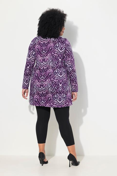 Actual product image Ulla Popken Snake Print Round Neck Swing A-Line Hem Cotton Knit Tunic (58)