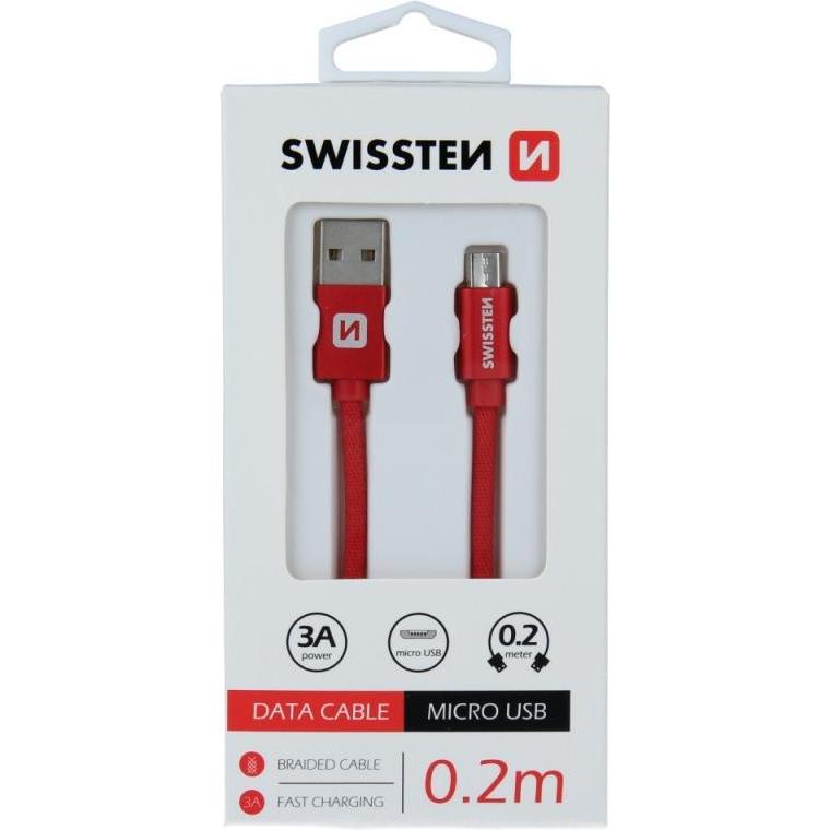 Swissten Datenkabel Textil USB / Micro-USB 0.2 M (0.20 m, USB 3.0), USB Kabel
