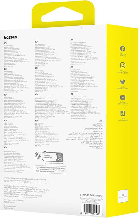 Produktbild Baseus Qpow Pro+ 10000 mAh 22,5 W Powerbank mit integriertem USB-C-Kabel und Display – Schwarz (10000 mAh, 22.50 W, 37 Wh)