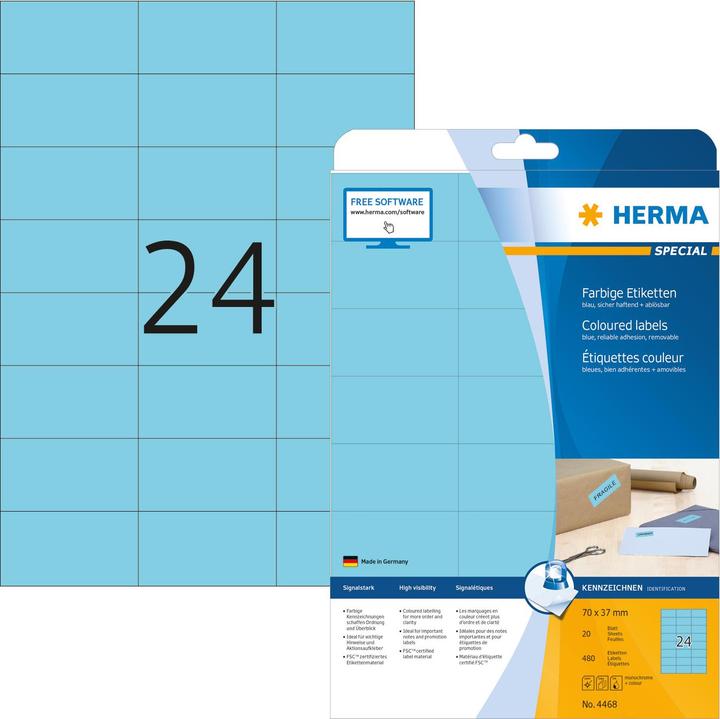 Actual product image HERMA Colour labels A4 removable