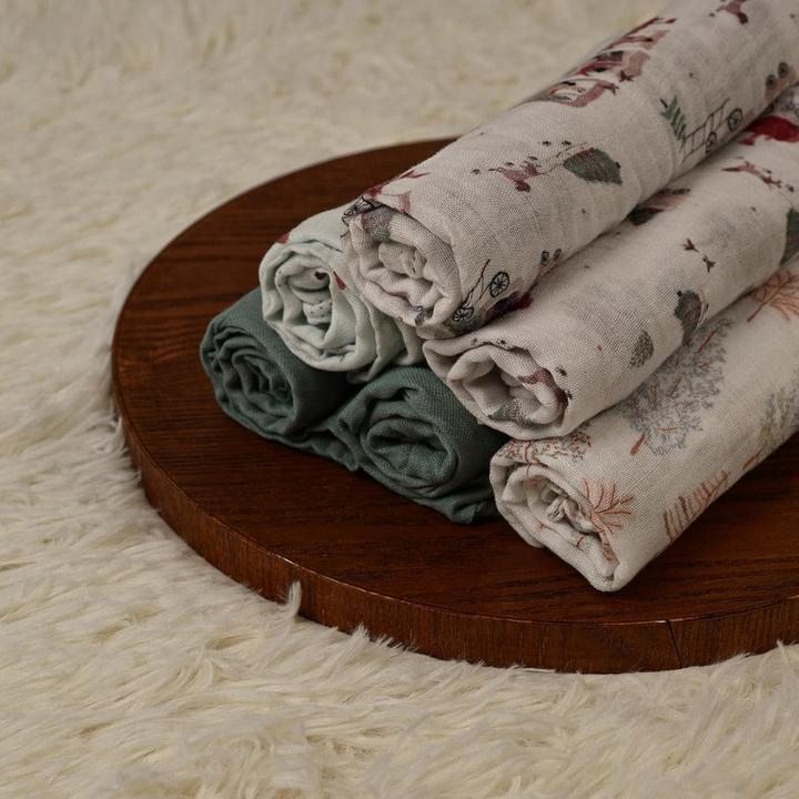 Immagine prodotto Kama Mulltuch/Spucktücher Set, 6 Stück, 70x70 cm, Train & Forest (70 cm, 70 cm)