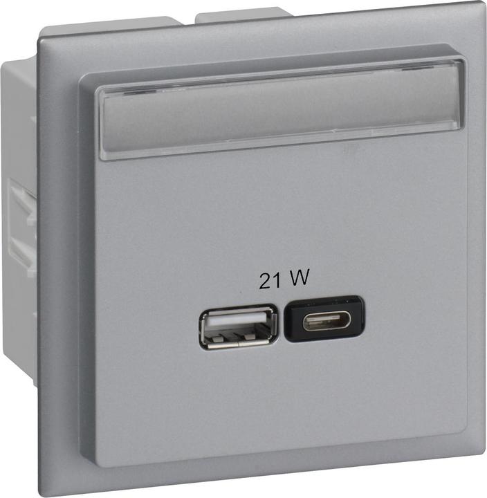 Produktbild Schneider Electric SE INS60523 USB Ladestation A+C 2 Ausg. max. 2 Abdeckung Schriftfeld Alu