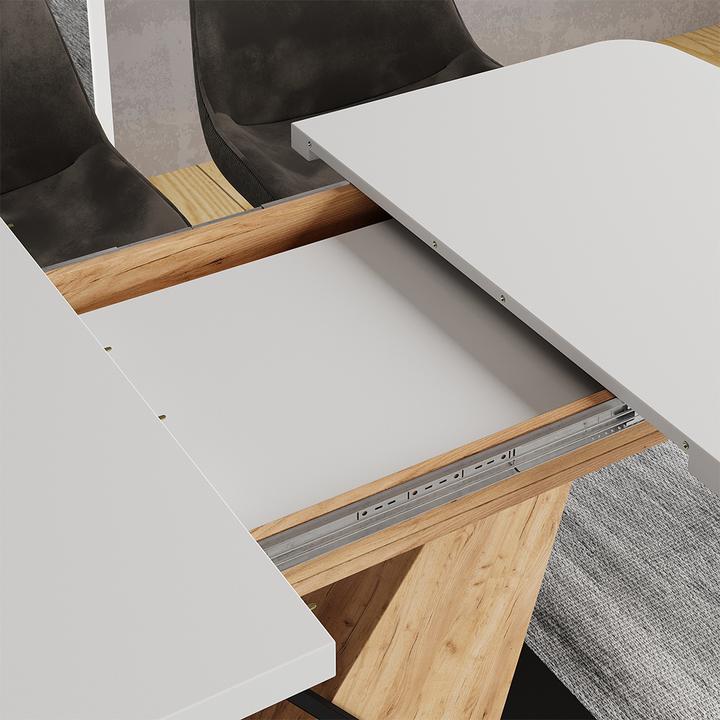 Produktbild Vicco Esstisch Fenaro, Weiss/Goldkraft Eiche/Goldkraft Eiche, 120 x 80 cm ausziehbar (120 x 80 x 77.40 cm)