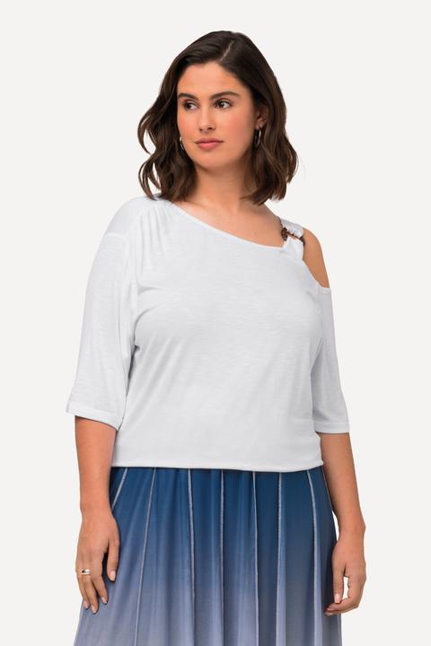 Produktbild Ulla Popken T-Shirt, Cut-Out, gekräuselte Schulter, Halbarm (50, 52)