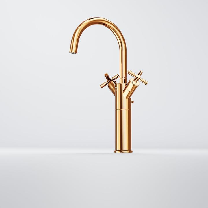 Produktbild Steinberg Serie 250 Waschtischarmatur, hoch, schwenkbar, Zweigriff, mit Ablaufgarnitur, Ausladung 15