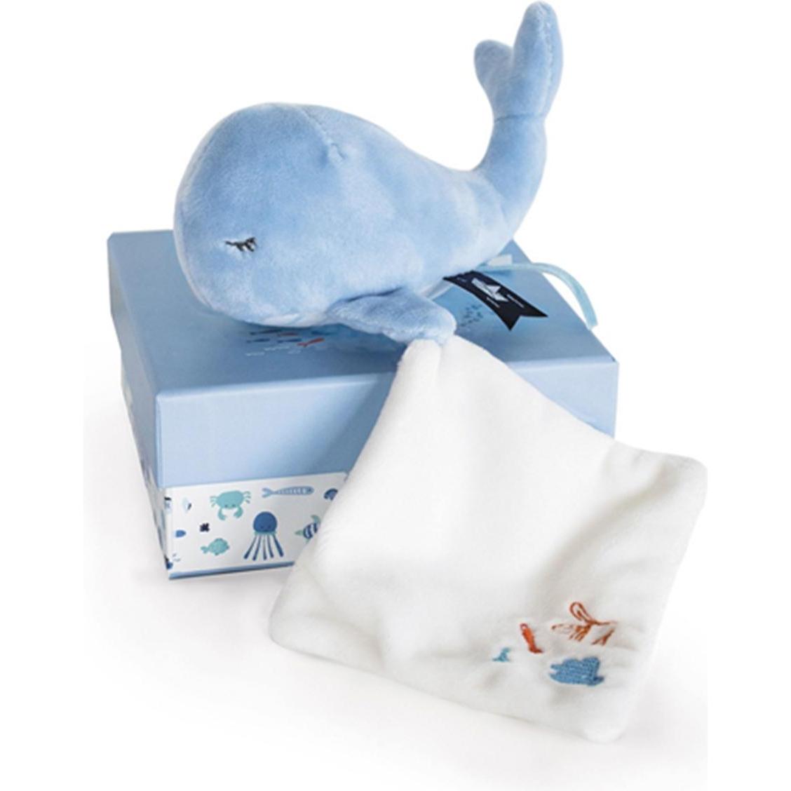 Doudou et Compagnie, Schmusetuch, Wal mit Schmusetuch, blau 15cm (MQ2) **