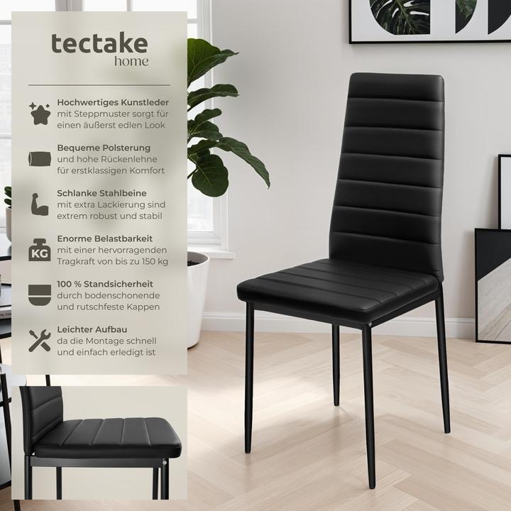 Produktbild tectake 4x Esszimmerstuhl
