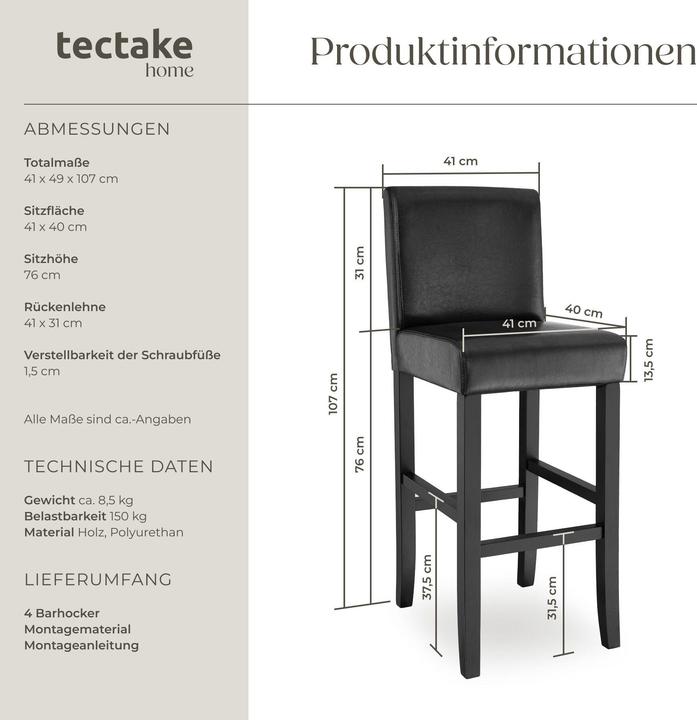 Produktbild tectake Barhocker