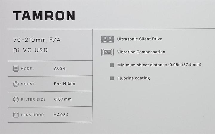 Immagine prodotto Tamron AF 70-210mm f / 4.0 Di VC USD, Nikon F (Nikon F, Full frame)