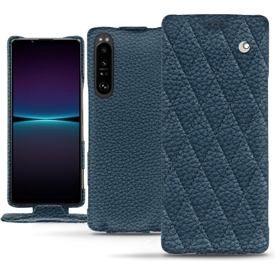 Noreve Lederschutzhülle vertikal (Sony Xperia 1 IV), Smartphone Hülle, Blau