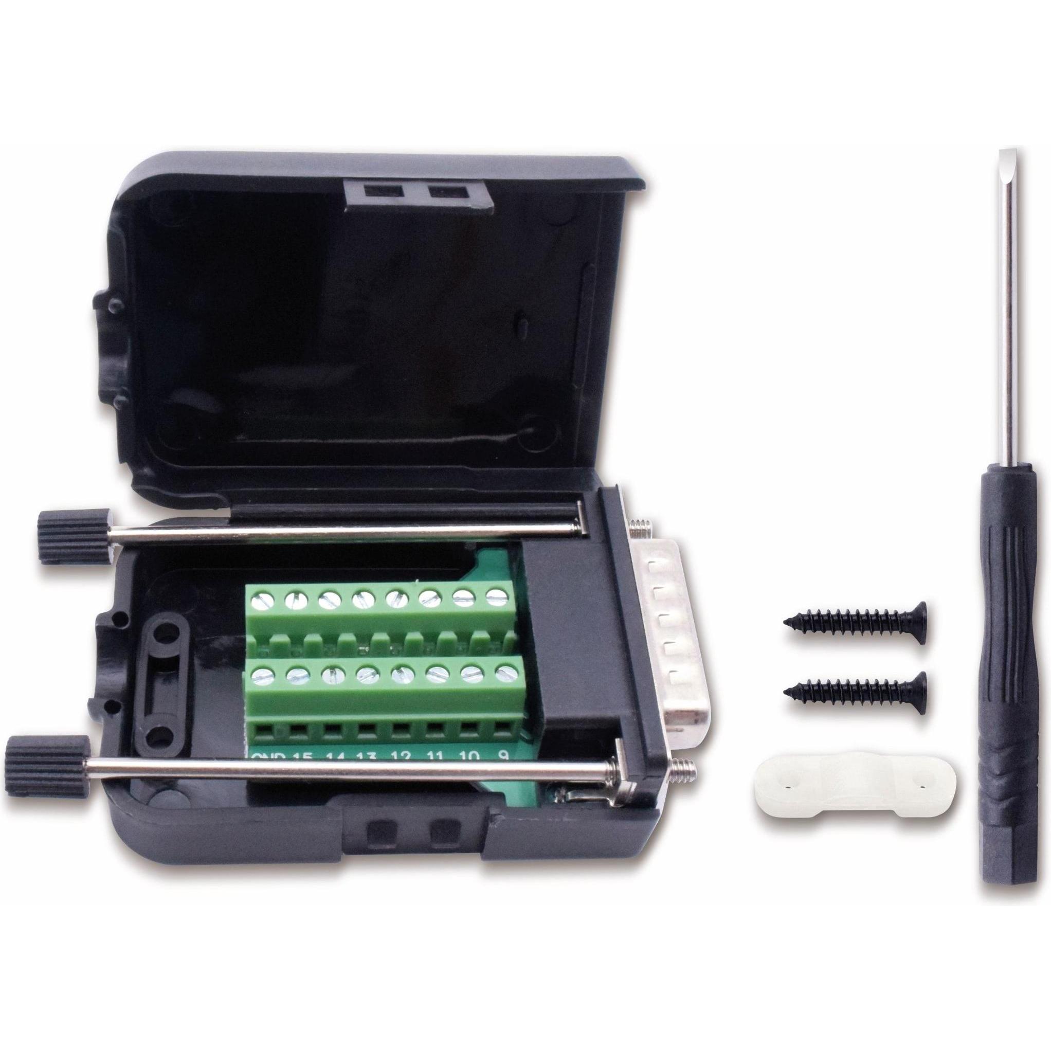 Quadrios 2010C252 D-SUB Buchse Polzahl (num): 15 Schrauben 1 Set, Elektronikkabel + Stecker, Schwarz