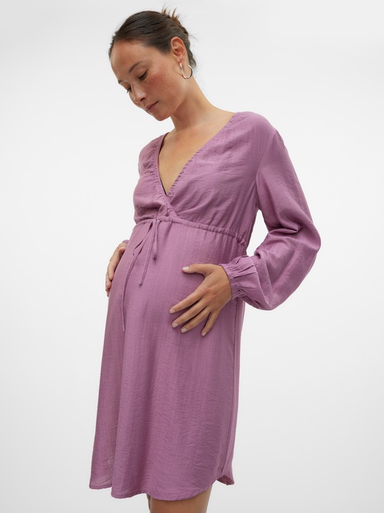 Image du produit Mamalicious Coupe normale Col en V Poignets élastiques Robe courte (XS)