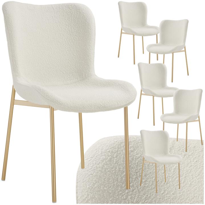 Produktbild tectake 6er Set Polsterstuhl Tessa Bouclé