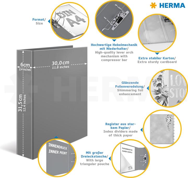 Productafbeelding HERMA Trouwmap A4 (A4, 60 mm, 1 Stuk)