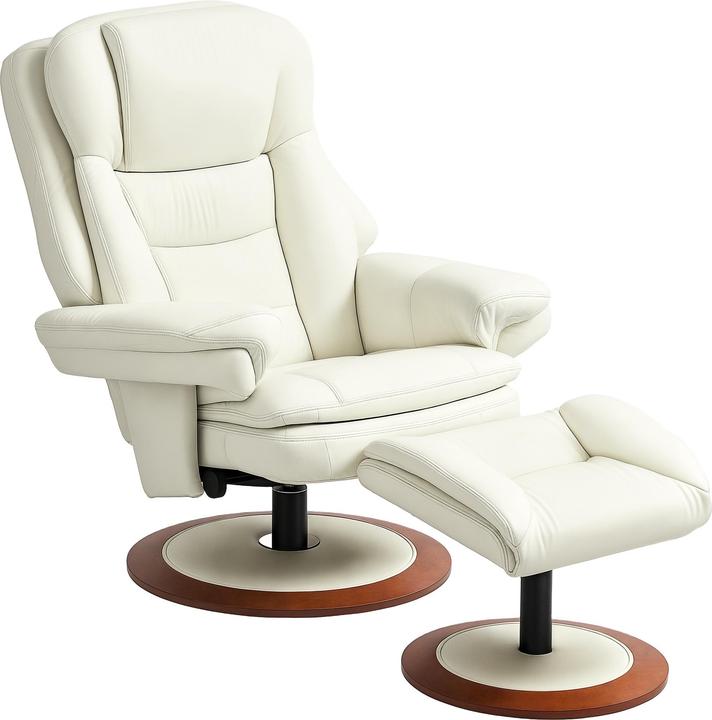 Produktbild Homcom Relaxsessel mit Hocker Kunstleder, Stahl Cremeweiss