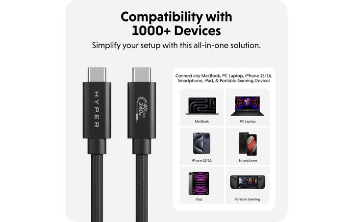 Image du produit Targus Câble de performance HyperDrive USB4 (1.20 m, 240 W)