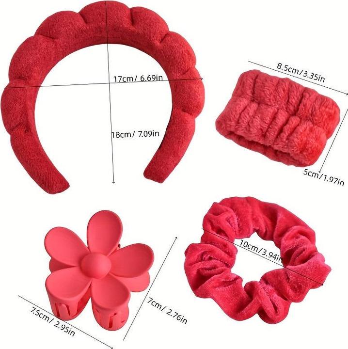 Actual product image Alopini 6pcs/set SPA hairband set, spa headband hairband claw clip velvet hairband bracelet for washing