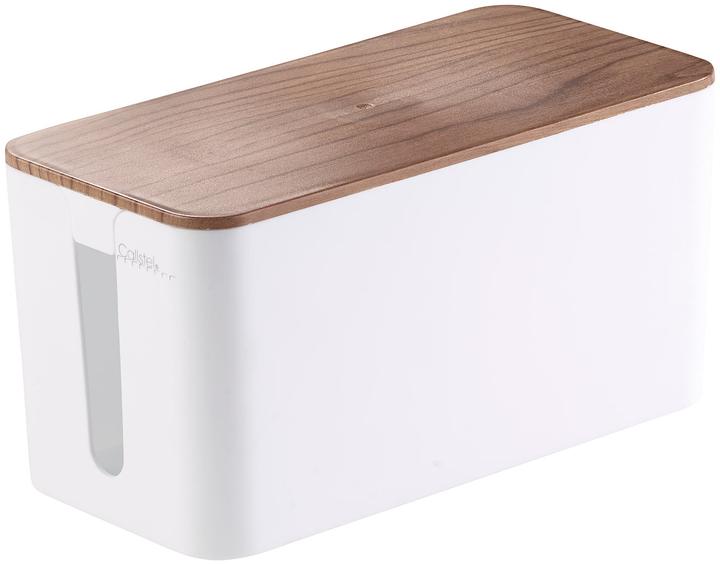 Produktbild Callstel 2er-Set Kabelboxen klein, 23 x 11,5 x 12 cm, Nussbaum-Holzoptik