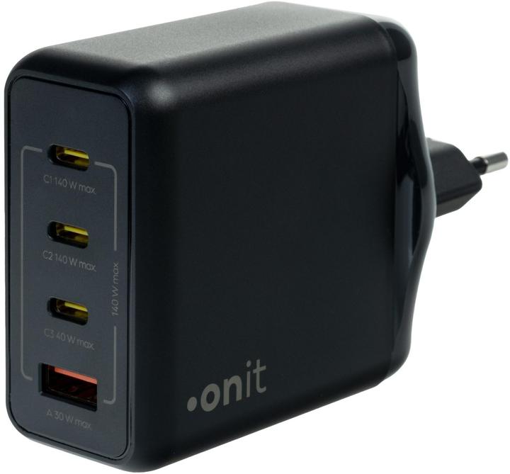 Actual product image Onit USB-Wandladegerät Quad 3C1A 140 W GaN Schwarz (140 W, 4 ports)