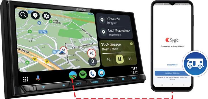 Actual product image Kenwood DMX-8021DABS with CarPlay, Android Auto, Sygic campervan navigation app (Android car, Apple Carplay)