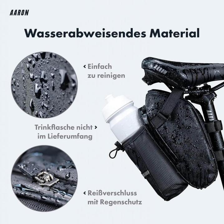 Actual product image Aaron Bicycle Saddle Bag with Bottle Holder, Water Repellent Bike Bag with Reflector (10 l, Saddle bag)