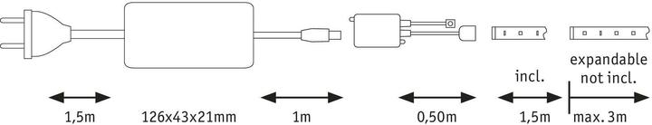Immagine prodotto Paulmann Set di strisce MaxLED 500 (Bianco caldo, Bianco neutro, Luce del giorno, 150 cm, Interno)