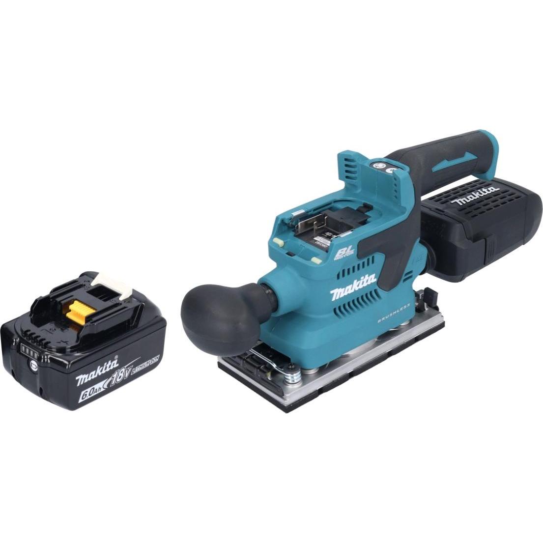 Thumbnail - Makita, Schleifmaschine + Poliermaschine, DBO 382 G1 Akku Schwingschleifer 18 V 93 x 185 mm Brushless + 1x Akku 6,0 Ah -...
