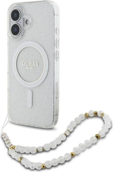 Actual product image Guess GUHMP16MHGCRELST iPhone 16 Plus 6.7" przeźroczysty/transparent hardcase IML Glitter With Pearl (Apple iPhone 16 Plus)