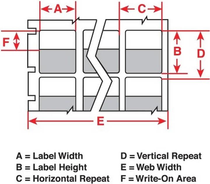 Actual product image Brady THT-75-427-3, self-laminating vinyl, white/transparent, 25.4 x 19.05(57.15)mm, permanent, 2-bah (2.54 cm)