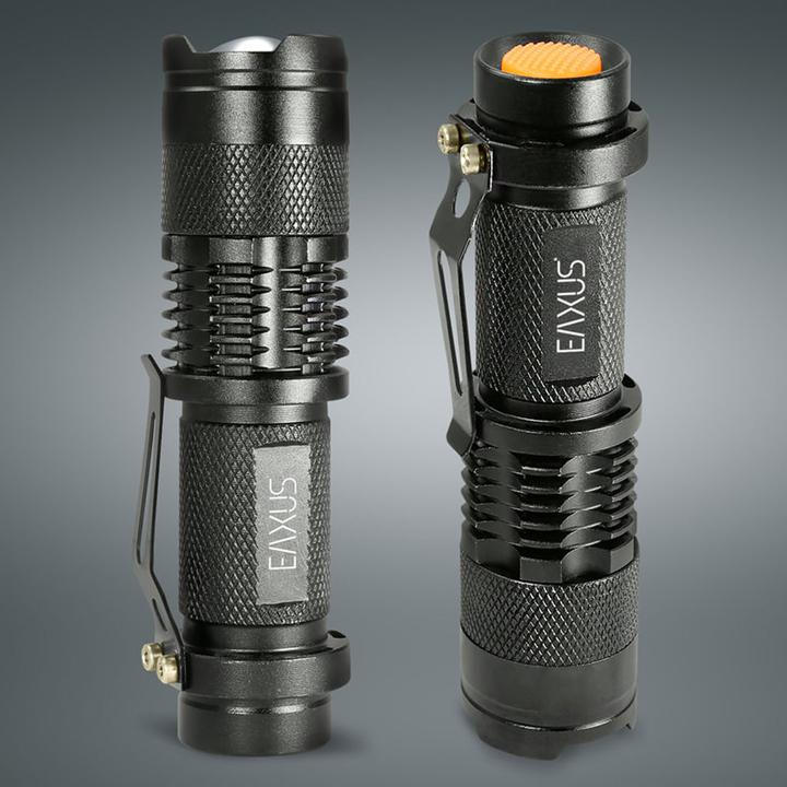Produktbild Eaxus Glow-X LED Mini-Taschenlampe mit Gürtelclip batteriebetrieben 300 lm 40 g (9 cm, 300 lm)