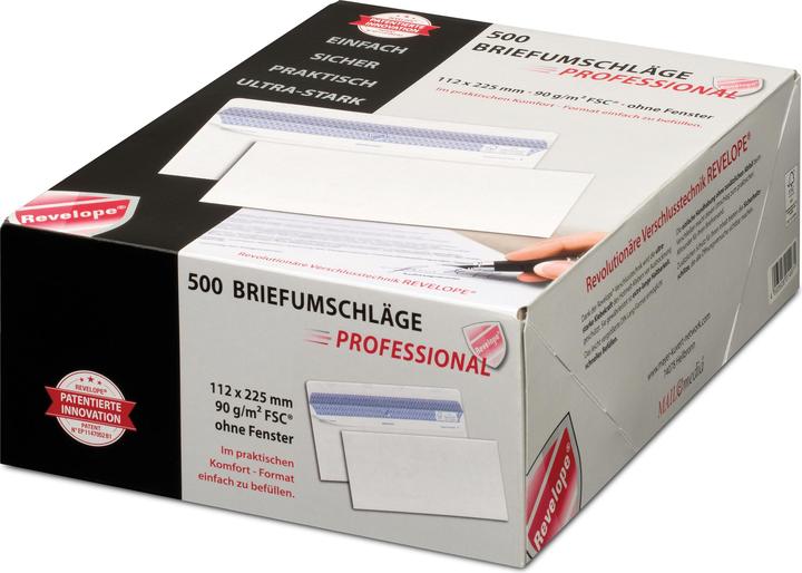 Produktbild Revelope Professional Briefhüllen 112 x 225 mm selbstklebend Offset weiss 90 g/m² (FSC), 30051799 (500x)