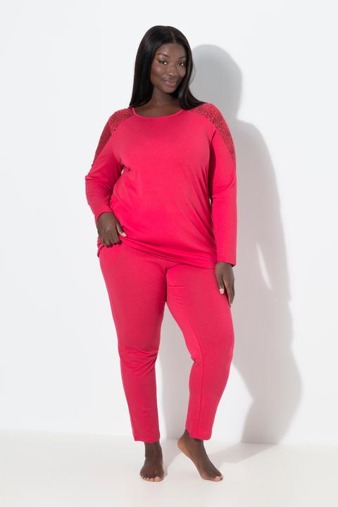 Produktbild Ulla Popken Pyjama, Spitze, Rundhals, Langarm, Modalmix (60)