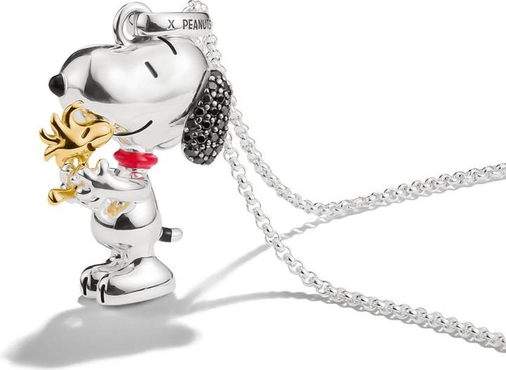 Produktbild Thomas Sabo Halskette Snoopy & Woodstock Pavé Anhänger PEANUTS 18k Vergoldung (Silber 925, Emaille, 45 - 50 cm)