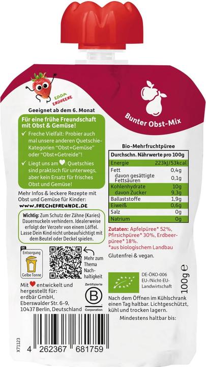 Produktbild Freche Freunde Apfel,Pfirsich 1 J (107 g)