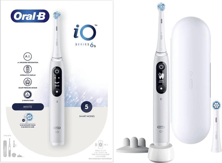 Image du produit Oral-B iO 6 Brosse à dents vibrante pour adulte Blanc (Brosse à dents oscillo-rotative)