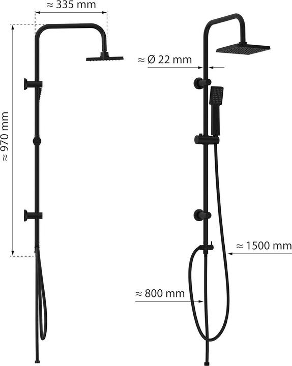 Image du produit Eisl Douche à effet pluie salle de bains EASY ENERGY Ensemble de douche suspendu noir mat Système de