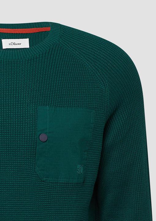 Produktbild s.Oliver Strickpullover Strickpullover mit Brusttasche und Druckknopf (XL)