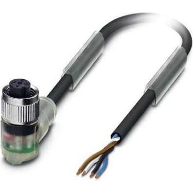 Phoenix Sensor-/Aktor-Kabel SAC-4p- 5.0-PVC/M12FR-3L, Elektronikkabel + Stecker, Schwarz