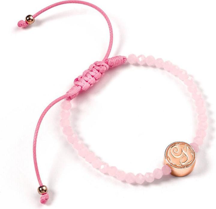 Carat WICKED Bracciale dell'amicizia regolabile in quarzo rosa Glinda con iniziale G - Rosa