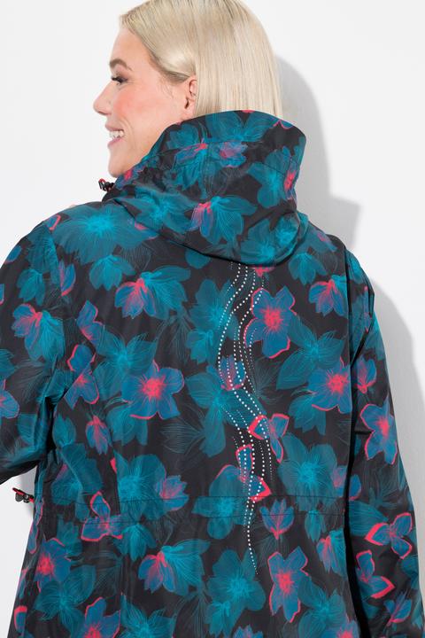 Actual product image Ulla Popken Neon Floral Print Packable Rain Jacket (46, 48)