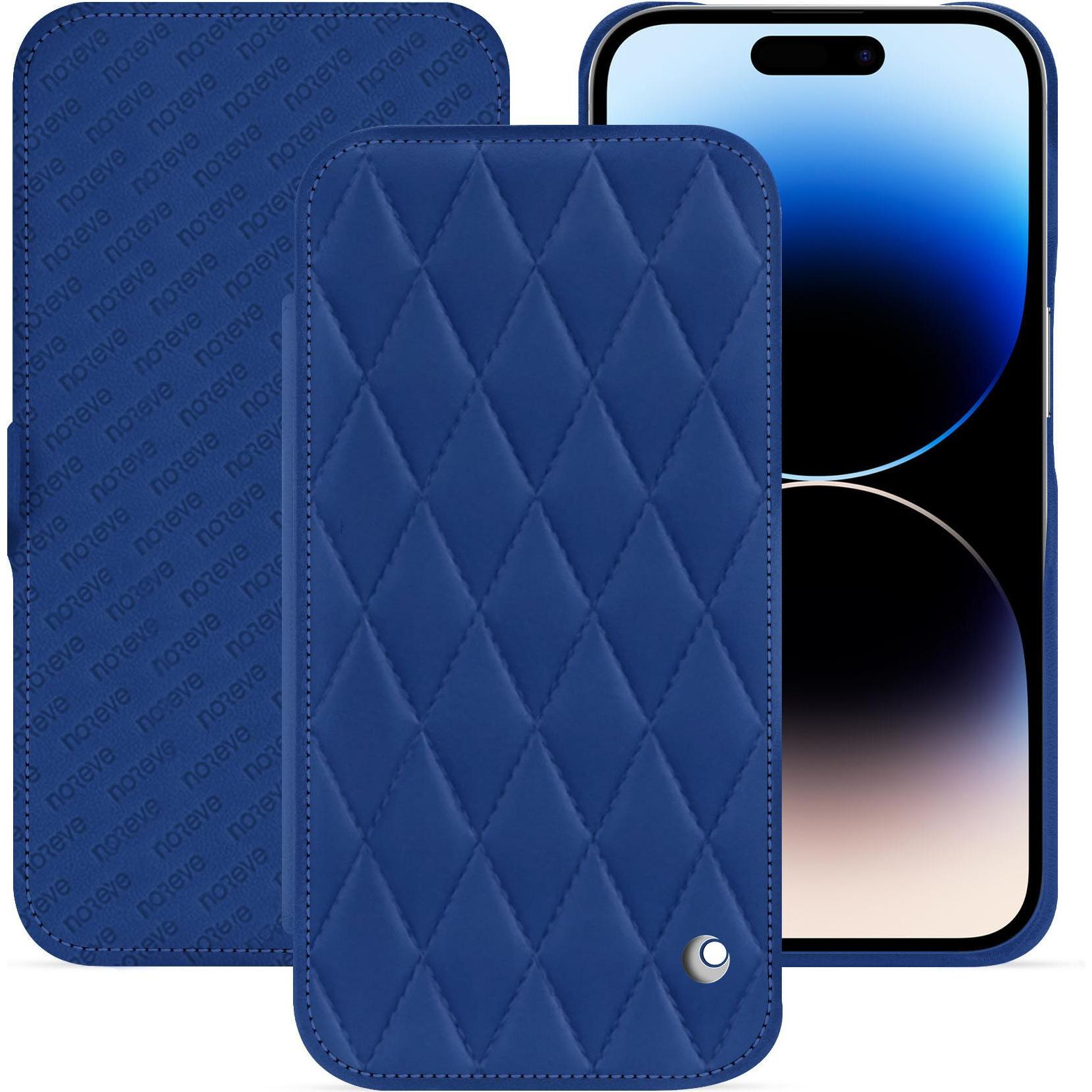 Thumbnail - Noreve Lederschutzhülle horizontal (Apple iPhone 15 Pro), Smartphone Hülle, Blau