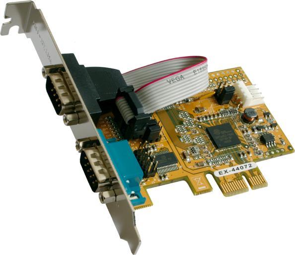Actual product image Exsys EX-44072, Universal PCI-E to 2S RS-232 card, (Oxford)