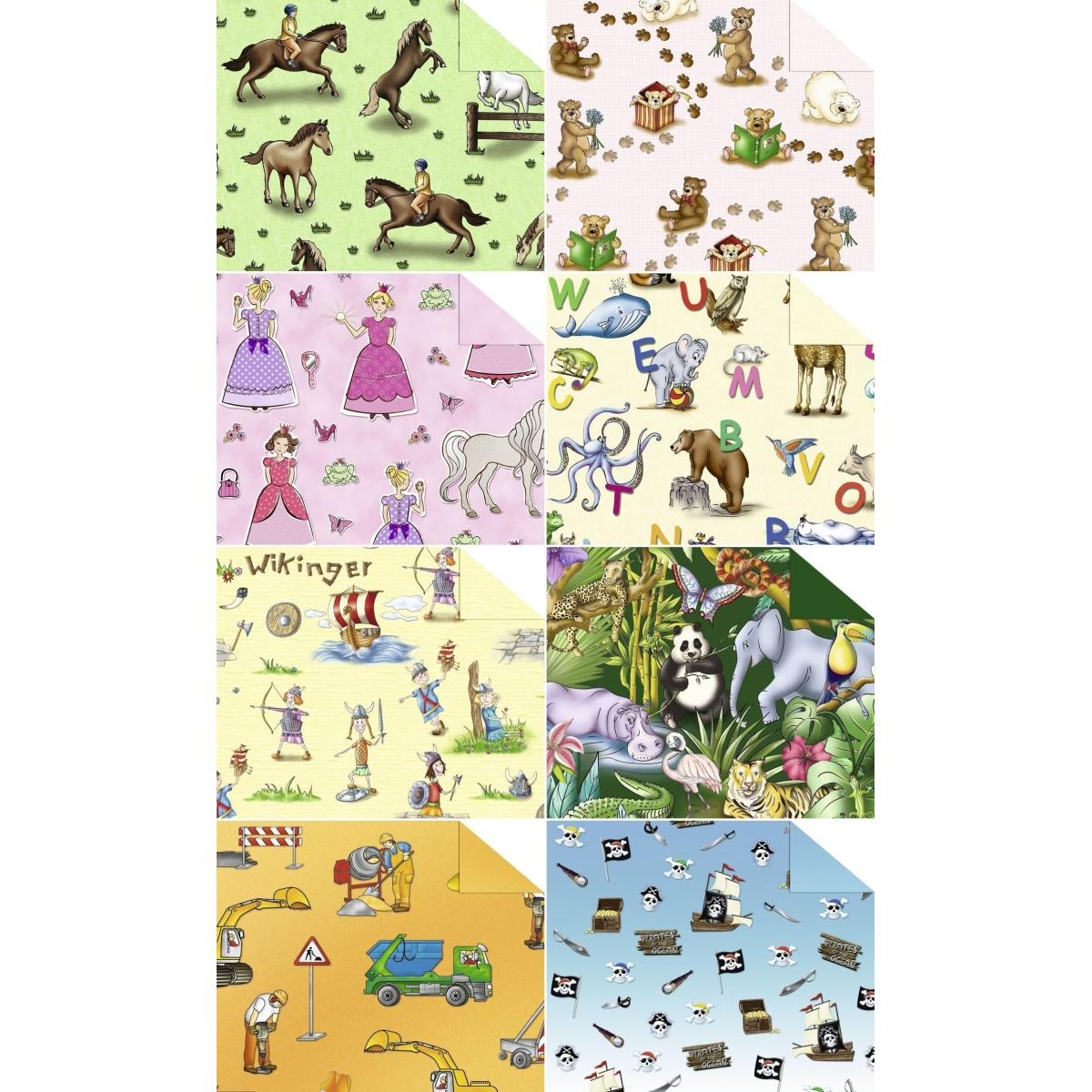 Ursus, Bastelpapier, Fotokarton Kinderland 300g/qm 49,5x68cm VE=10 Bogen 8 Motive sortiert (300 g/m², 1 x)