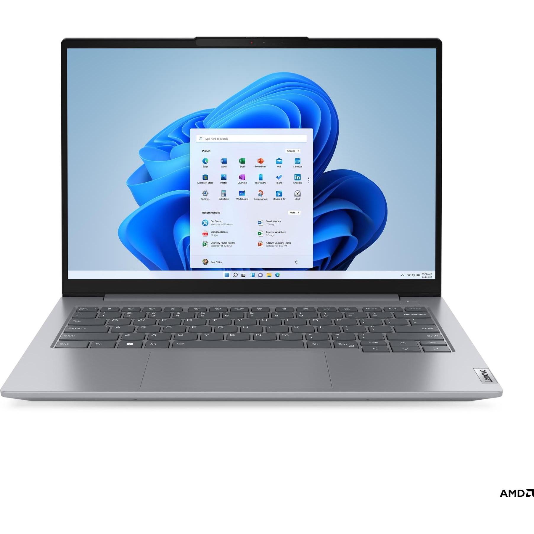 Lenovo 14 (14", AMD Ryzen 5 7430U, 16 GB, 512 GB, Eng. Int.), Notebook, Grau
