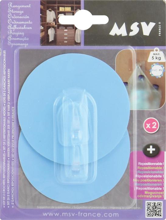 Actual product image MSV Patère Transparent Sur Fond Rond 8cm Bleu Clair