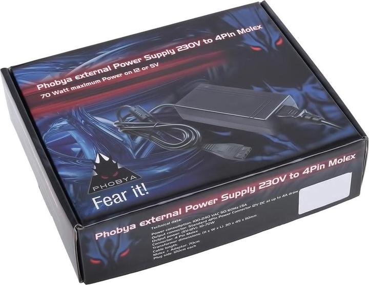Actual product image Phobya External power supply 230V on 4Pin Molex (70 W)