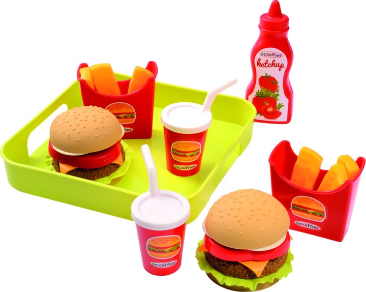 Ecoiffier Chef Hamburgerset am Tablett serviert