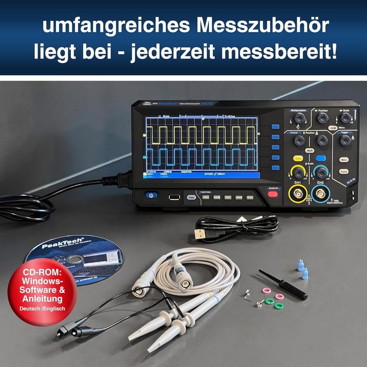 Produktbild Peaktech P 1403 Digital Speicher Oszilloskop (CAT II 400V)
