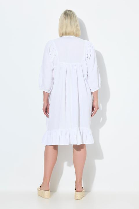 Produktbild Ulla Popken Musselin-Kleid, Stickerei, Tunika-Ausschnitt, 3/4-Arm (54)
