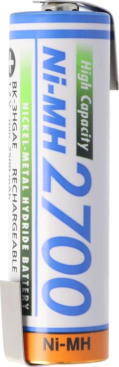 Actual product image Panasonic Akku Mignon AA NiMH, BK-3HGAE mit Lötfahne in Z-Form (1 pcs., AA, 2700 mAh)